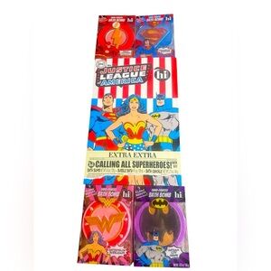 Hi Peach Layne JLA Bath Set & 4 Superhero Bath Bombs Bundle.